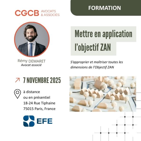 FORMATION EFE : CGCB Avocats & Associés accompagne la mise en œuvre du ZAN